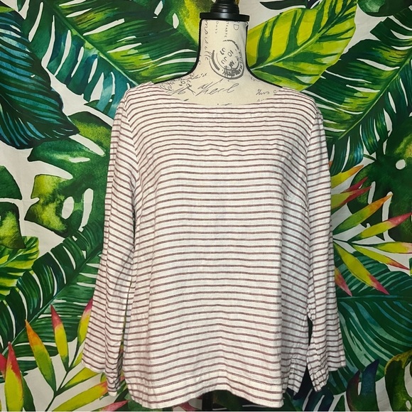 EUC $99 Artisan NY Large Striped Linen Preppy Relaxed Comfy Everyday Top - Picture 1 of 1